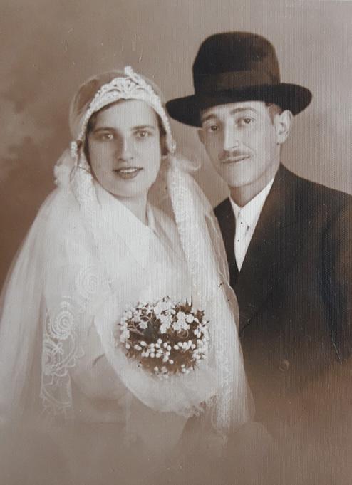 Bracha Ziner and Yaakov-Jenő Igaz on their wedding day, 16 November 1932, Békéscsaba, Hungary